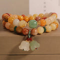 Natural jade multi-layer bracelet for women with orchid pendant and adjustable fastening