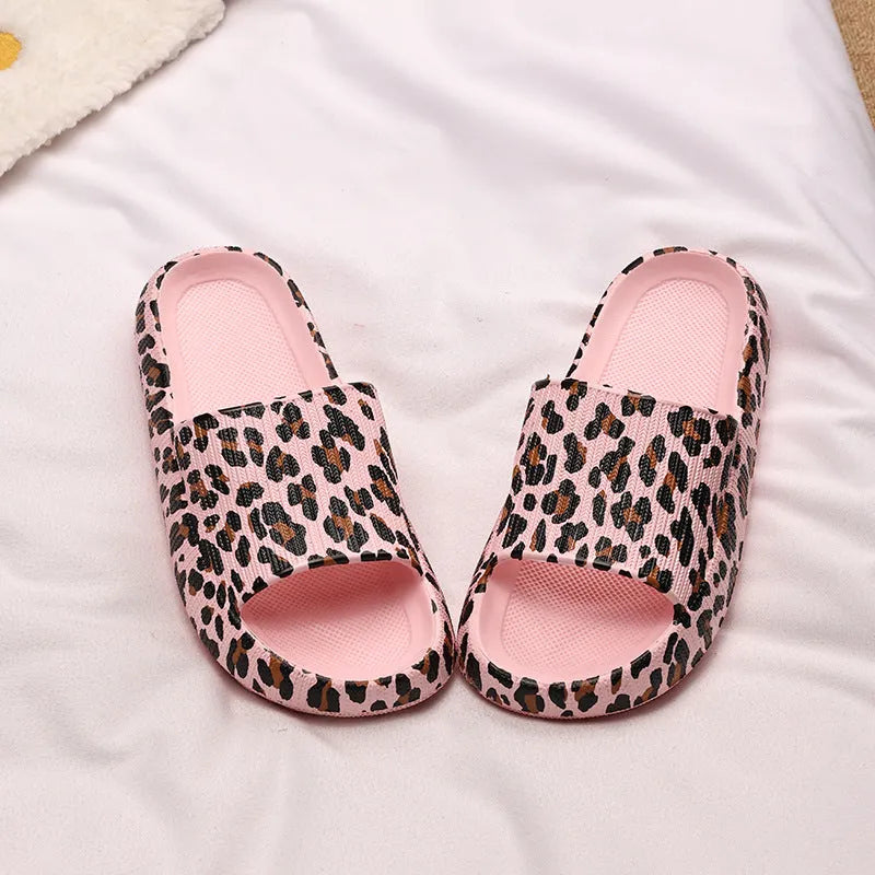 Leopard print slippers with thick EVA sole in various animal pattern colours