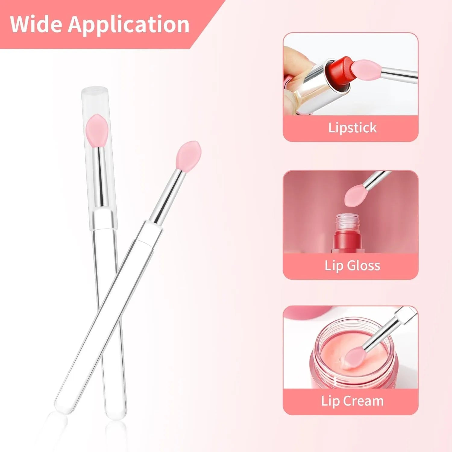 Reusable silicone lip brush with protective cap in one of eight colour options