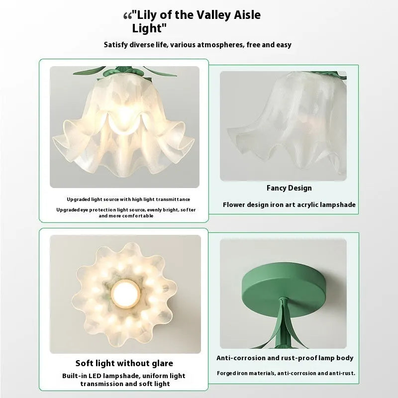 Cream coloured Linglan Flower design corridor aisle light with remote control for dimming functions
