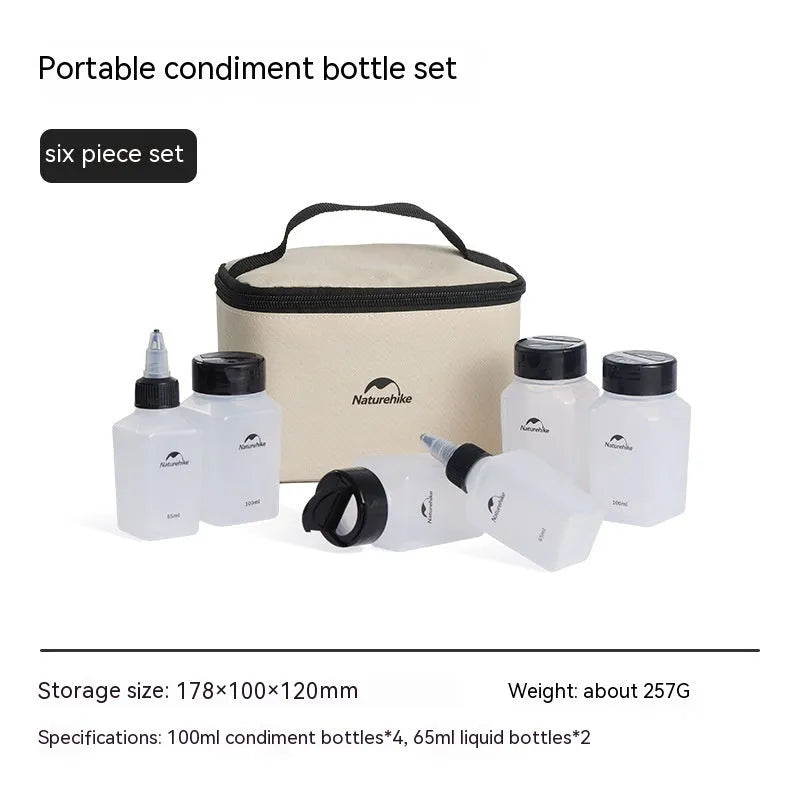 Naturehike six-piece PP plastic seasoning bottle set for outdoor cooking