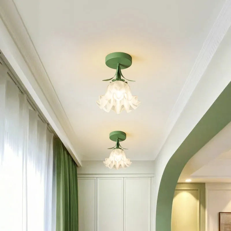 Cream coloured Linglan Flower design corridor aisle light with remote control for dimming functions