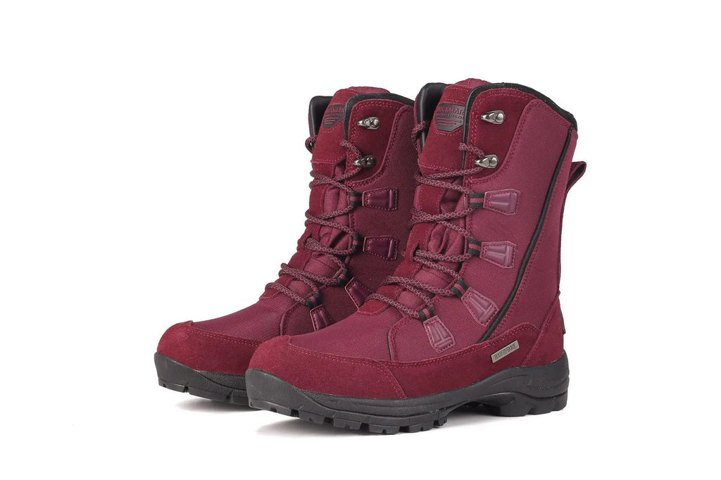Women's mid-calf thermal snow boots in genuine leather with round toe and non-slip rubber sole