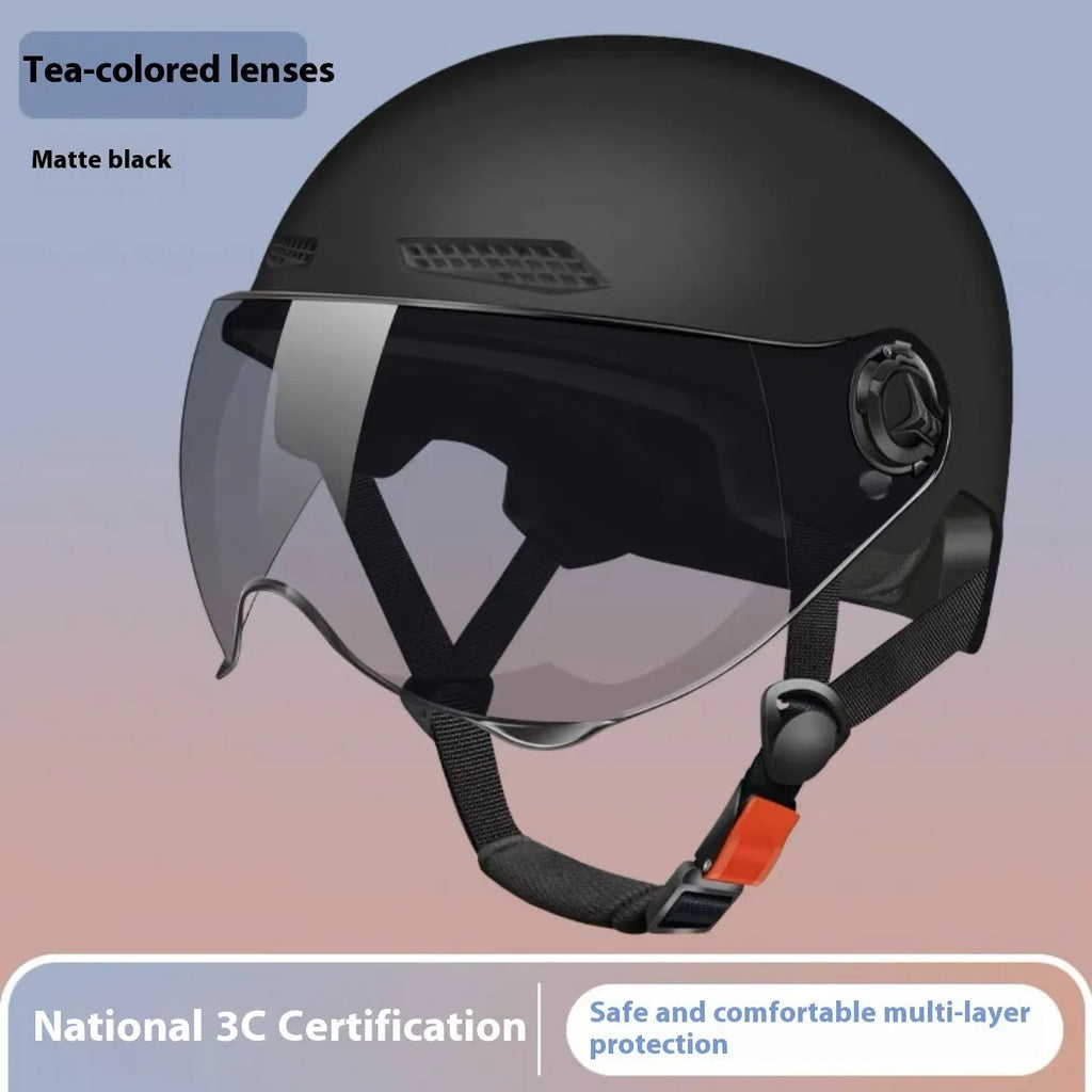 3C certified electric motorcycle helmet with sun visor in light pink colour.