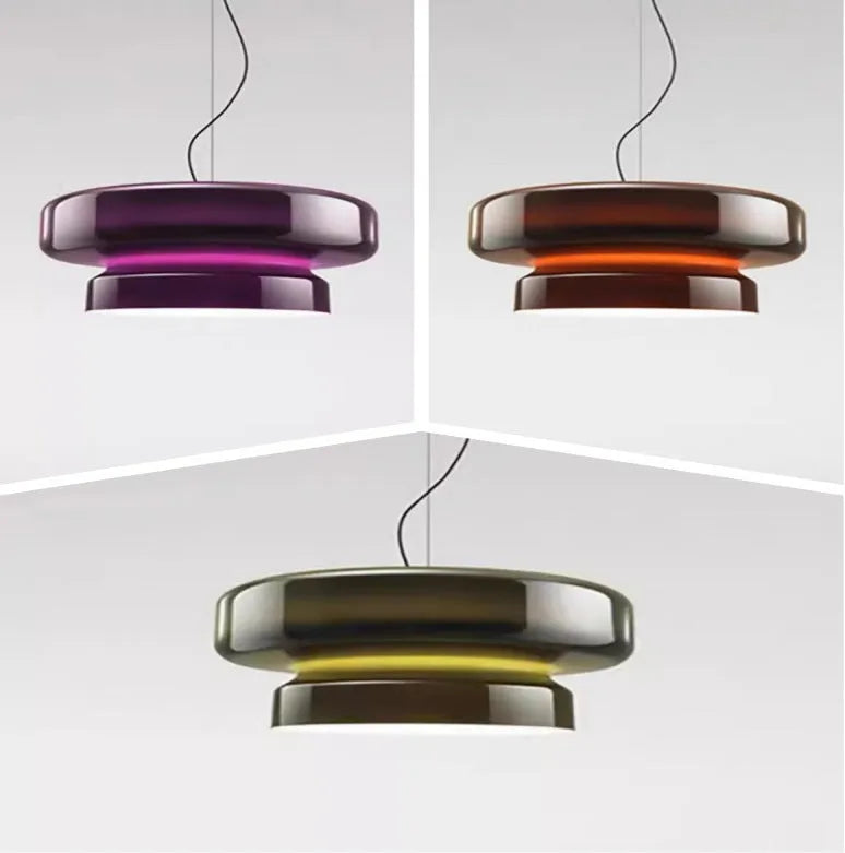 Modern glass chandelier in brown green milky white or purple with 36cm dimensions for bedroom and bar lighting