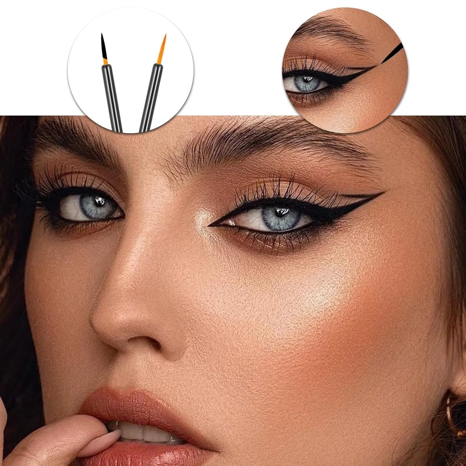 100 disposable black eyeliner brushes with ultra-fine point applicators and protective plastic sleeves