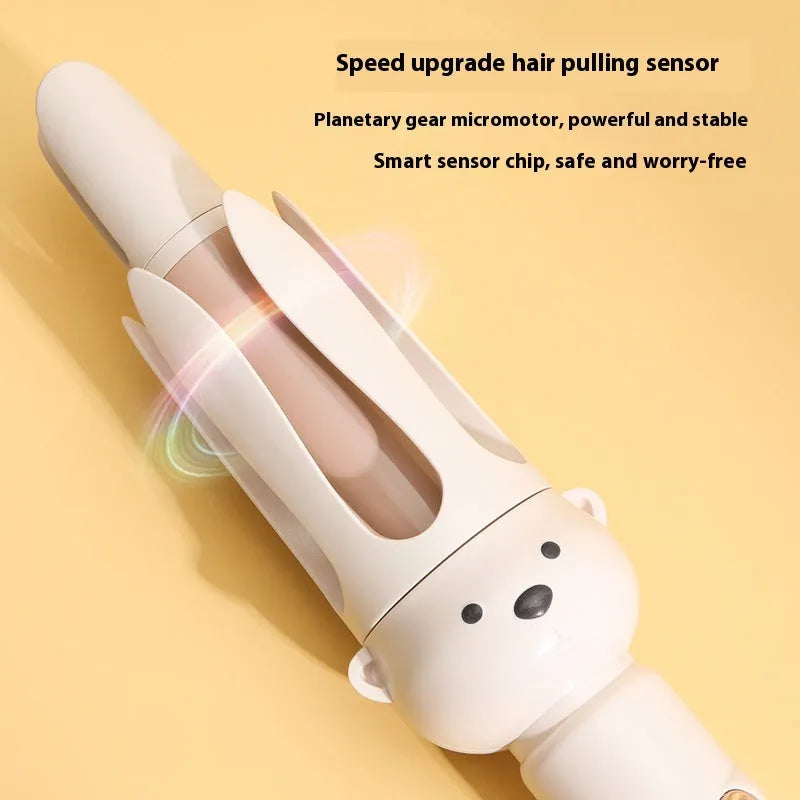 Beige anion automatic hair curler with FS-H208 negative ion technology and multiple plug options