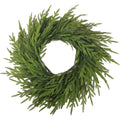PE plastic artificial garland wreath with green leaves in a country style, 60cm wide.