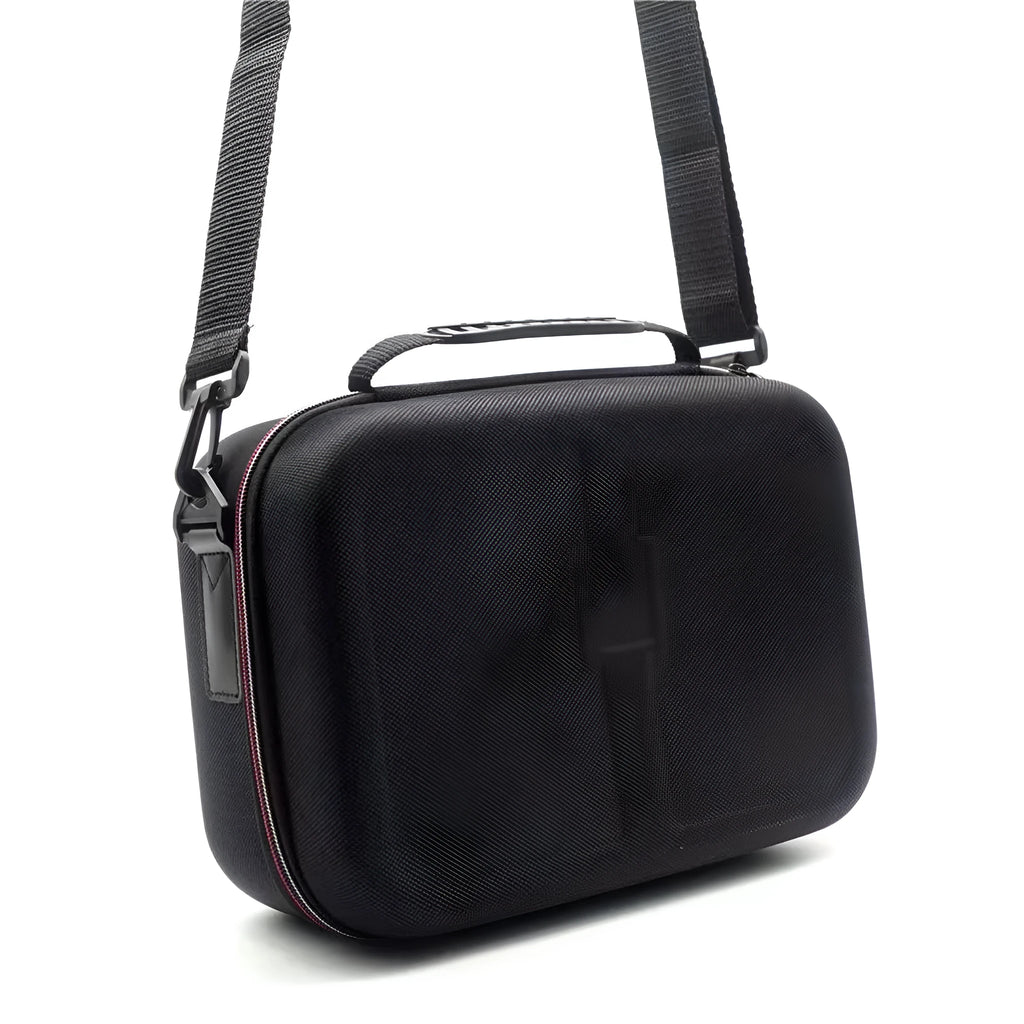 Black EVA game console accessory storage bag for organising controllers and cables.