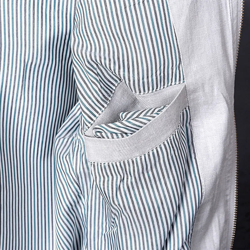 Men's thin cotton jacket in blue, regular fit, shown on a model for leisure wear.