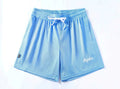 Men's black double-layer mesh sport shorts on a white background
