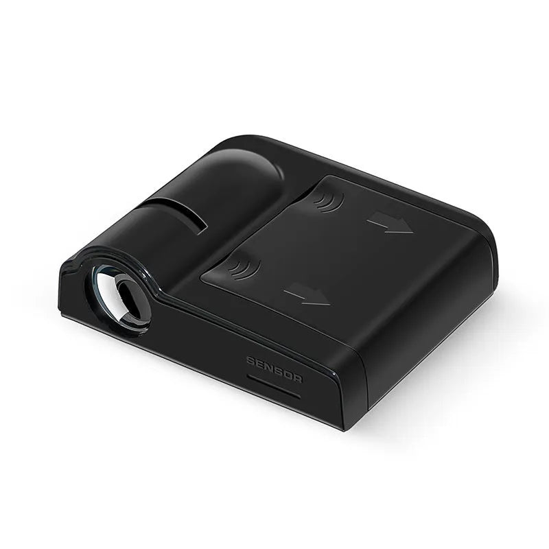 Black or beige ABS plastic car decorative projection radium lamp measuring 6.5cm long.