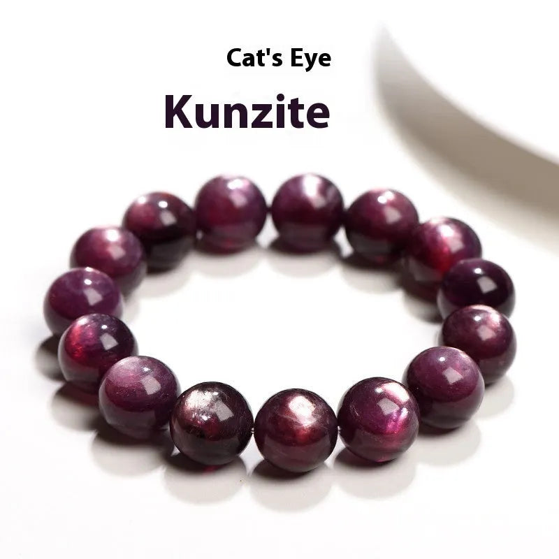Purple lepidolite crystal bracelet with round polished beads in multiple size options
