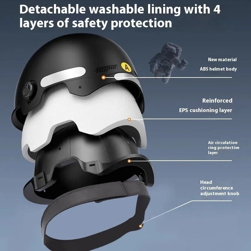 3C certified electric motorcycle helmet with sun visor in light pink colour.