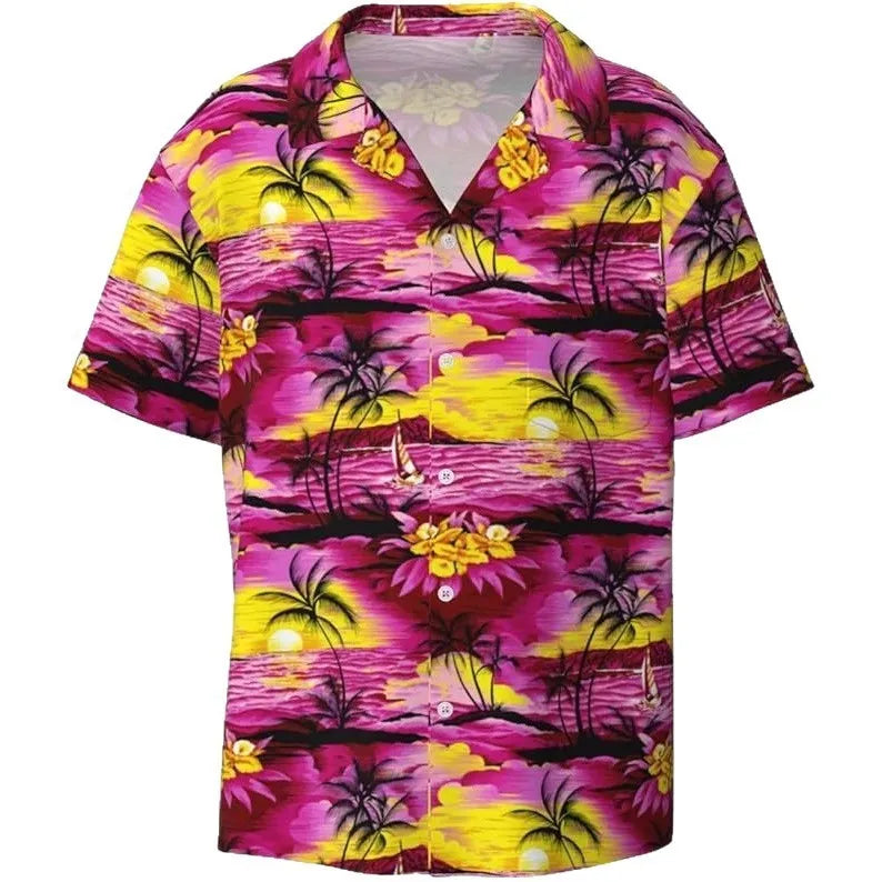 Men's short sleeve camouflage shirt in slim fit and cardigan style on a hanger