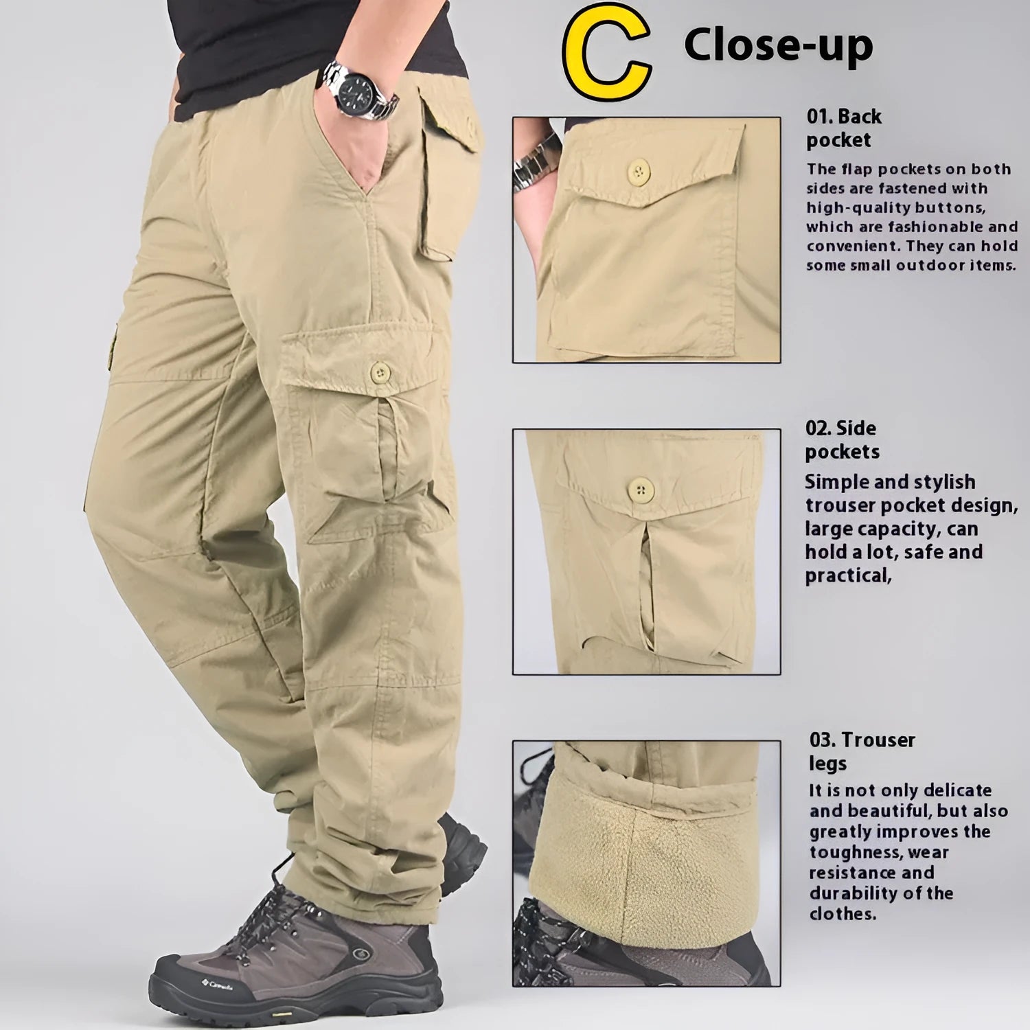 Men's stone wash cotton overalls with wool lining in loose straight leg fit