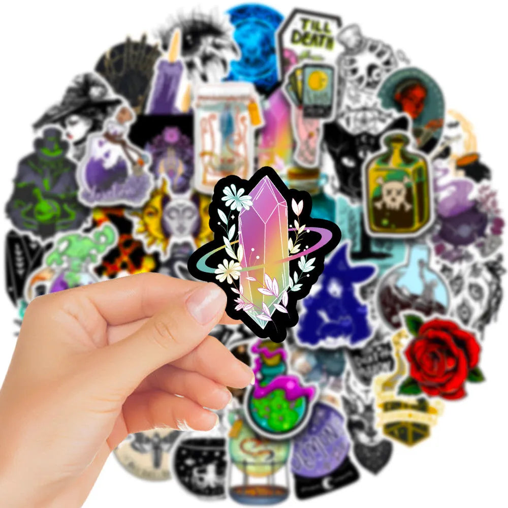 PVC waterproof glossy stickers for laptops and skateboards, 3-8cm size, pack of 50 sheets