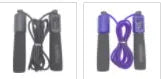 Adjustable length fitness skipping rope with sponge grip handles in multiple colour options