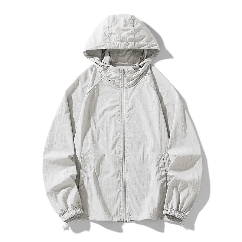 Loose fit nylon blend sports jacket for men and women shown in a choice of nine colours including black, navy, and wine red.