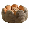 Green cactus petal shape pet kennel bed with soft plush material and non-slip bottom