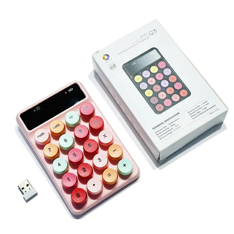 Q3 wireless digital keyboard in macaron colours with compact ABS design
