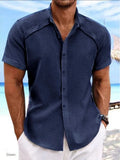 Men's Hawaiian casual short sleeve shirt in cotton blend fabric showing solid colour options