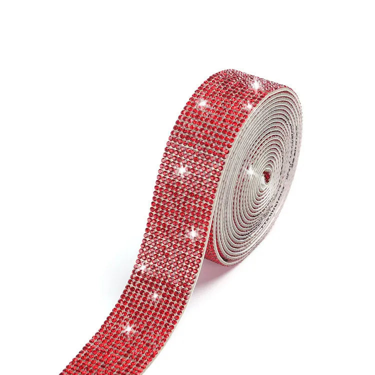Self-adhesive electroplated glass water drill strip for clothing and shoe decoration in multiple widths