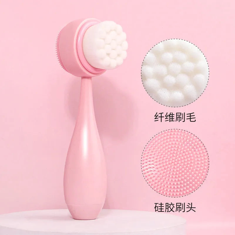 Facial brush with coral fleece hairband set in purple, gray, white or pink colours