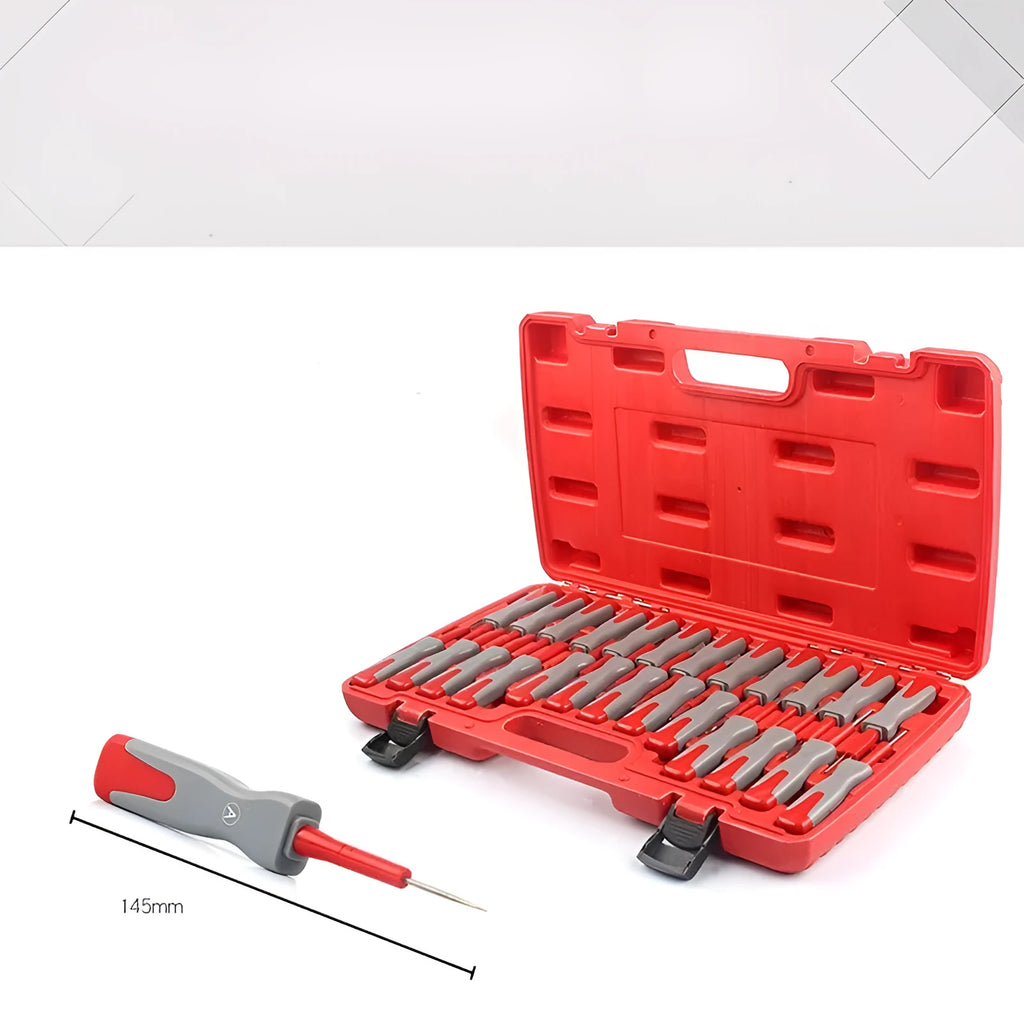 25-piece car terminal removal tool set with coloured extractor needles in 445mm storage case