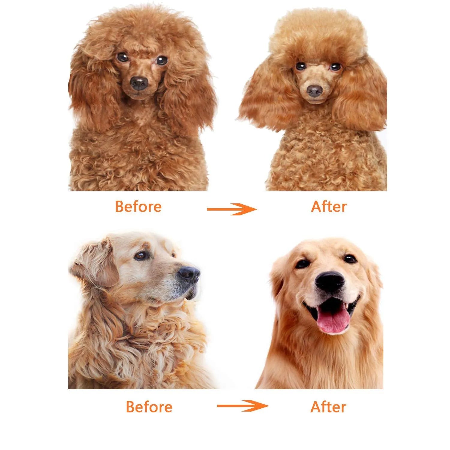Red pet grooming comb with stainless steel short and long teeth for removing tangles and mats