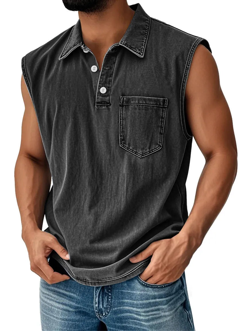 Men's short sleeve polo shirt with digital print design in loose fit