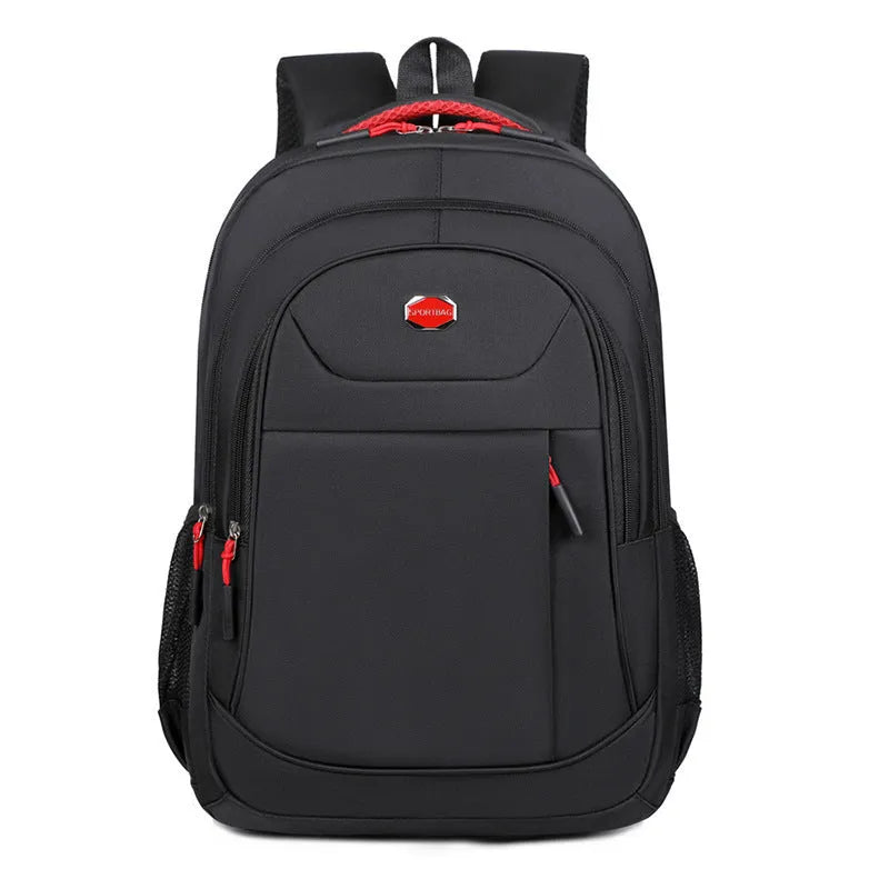 College student Oxford cloth backpack with curved shoulder straps in black colour