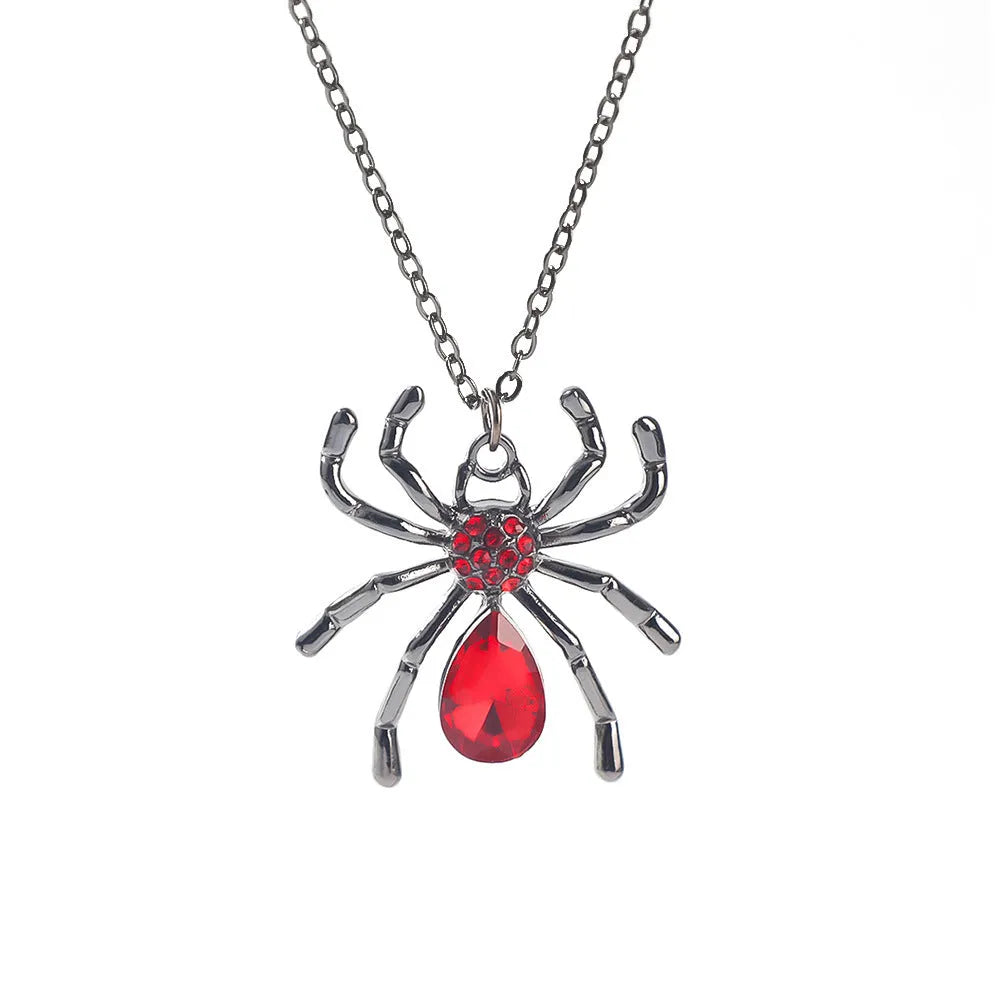 Halloween spider bat necklace with electroplated zinc alloy pendant on regular chain