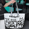 Waterproof PP woven handbag with colour printed snakeskin pattern design for clothing and cosmetics