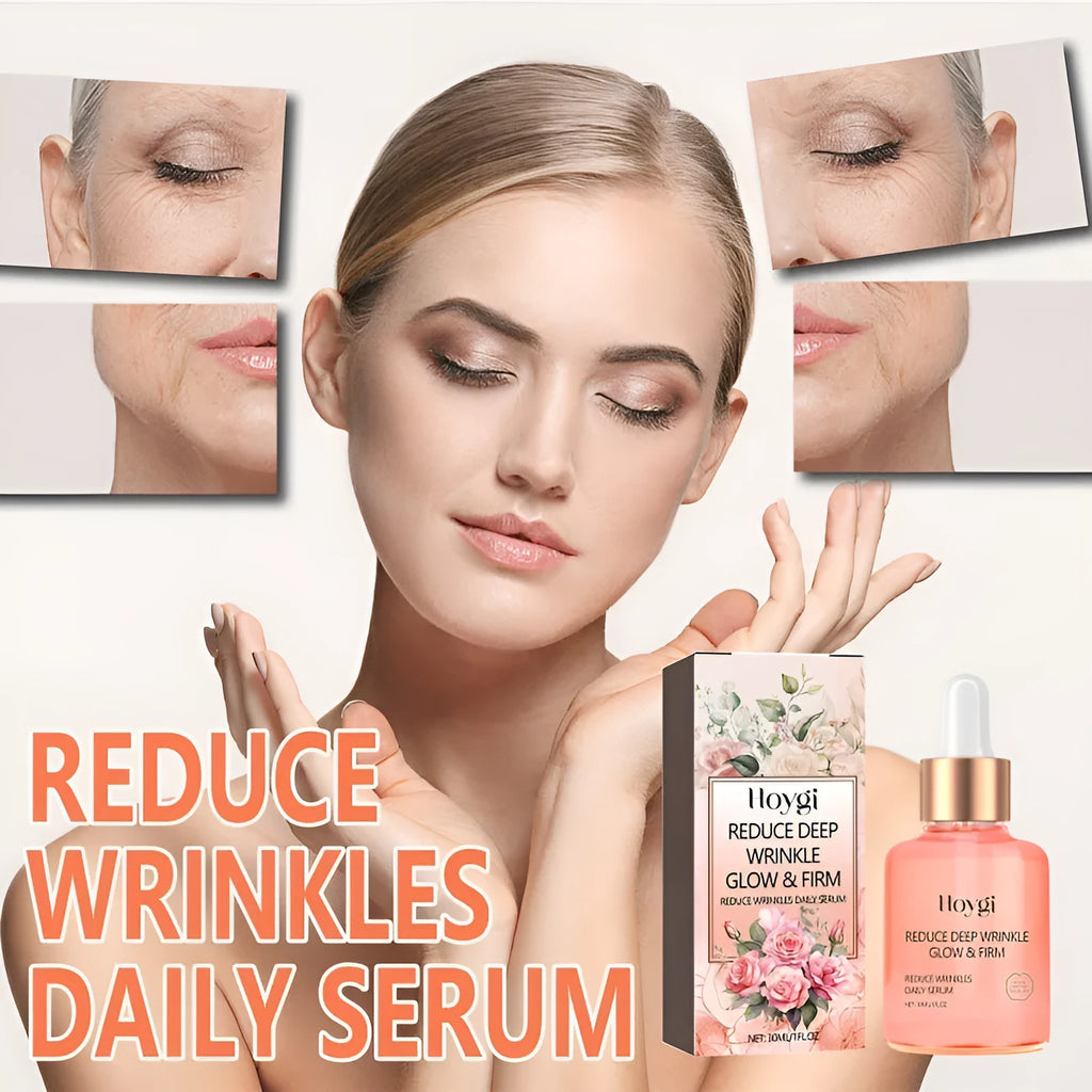 30 ml bottle of rose essential oil for smoothing wrinkles and brightening skin.