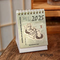 Mini 2025 desk calendar showing multiple design options including Coffee Time and Life Is Not Easy themes