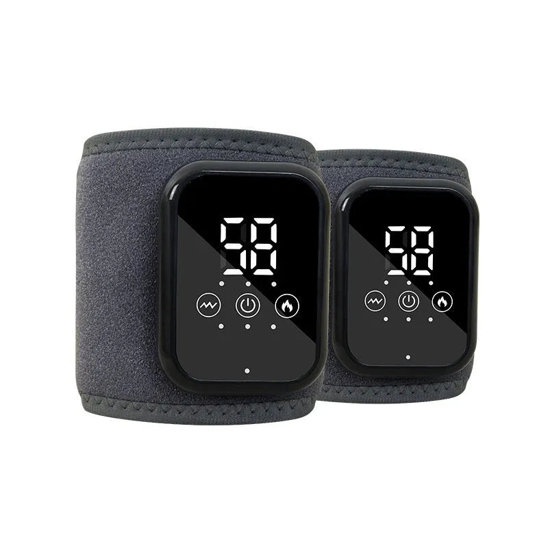 Electric heating ankle sleeve showing black and grey colour options with rechargeable heating function