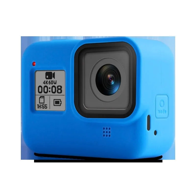 Blue silicone protective sleeve and strap for GoPro Hero8 Black camera