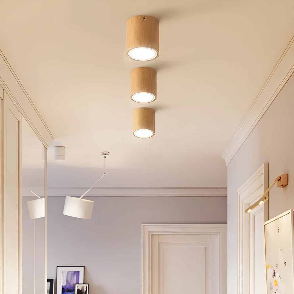 Solid wood surface mounted downlight for corridor and entrance ceilings in modern simple design