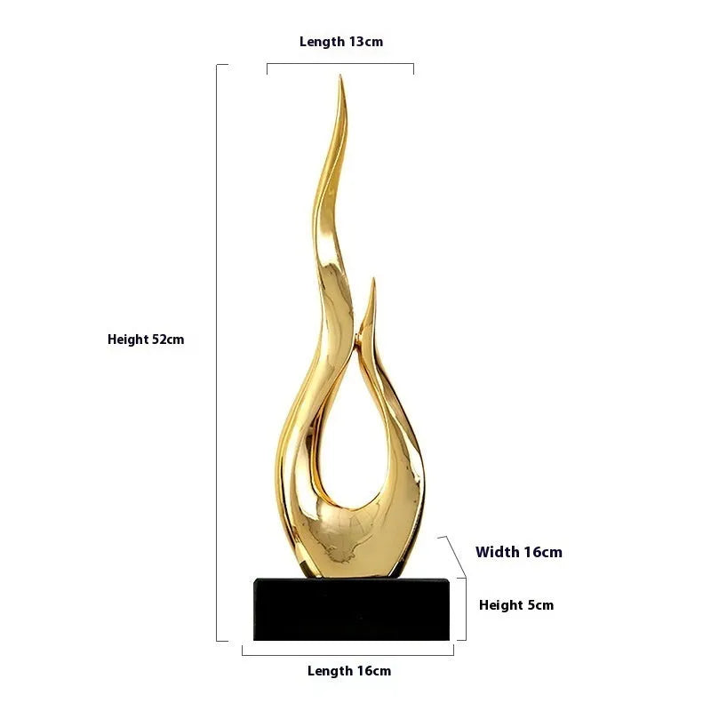 Modern resin festival decoration in bright gold metallic finish with half-handmade construction