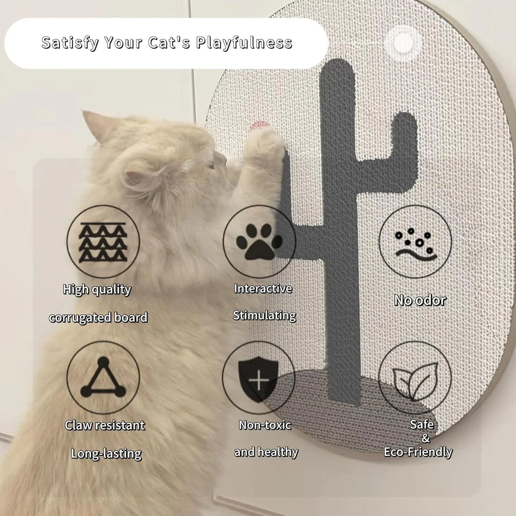 Wall-mounted vertical cat scratch pad made from brown corrugated cardboard