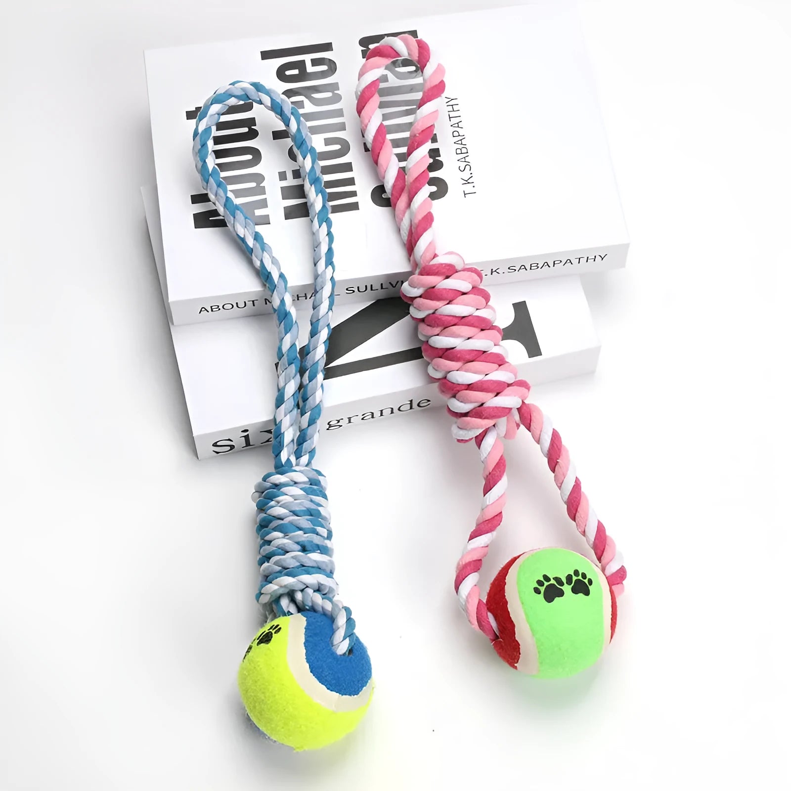 38cm red and white cotton rope dog toy with ventilation holes for medium and large breeds