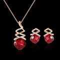 Women's alloy jewellery set with earrings and necklace featuring water wave chain and diamond processing