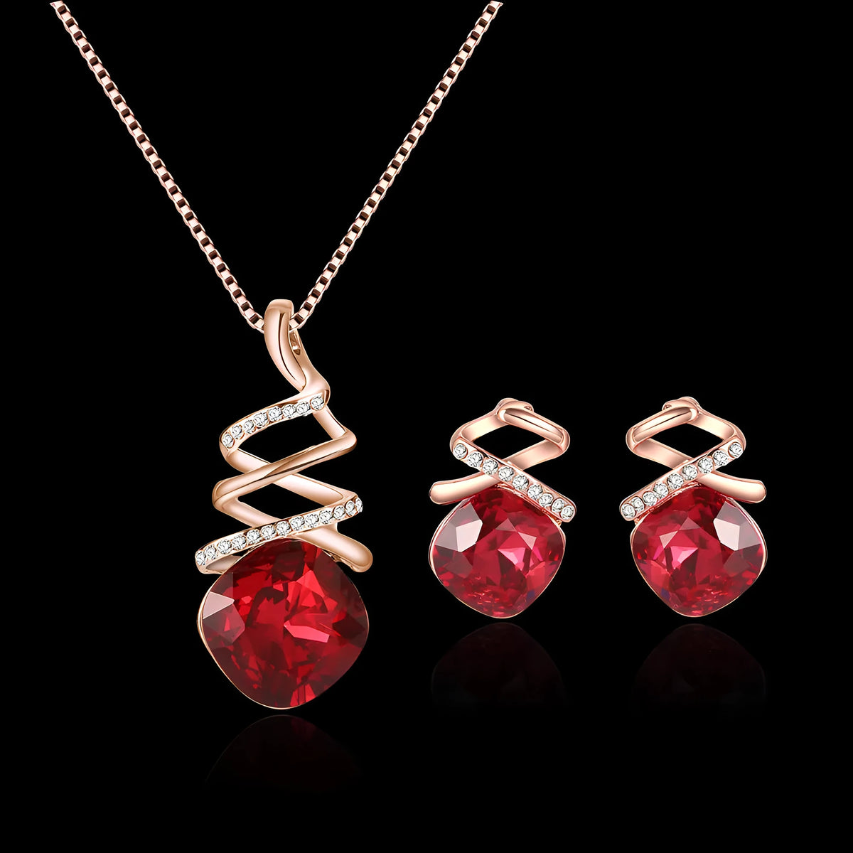 Women's alloy jewellery set with earrings and necklace featuring water wave chain and diamond processing