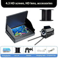 Underwater fish finder camera with 4.3-inch IPS screen, wide-angle lens, and night vision lights on a fishing boat.
