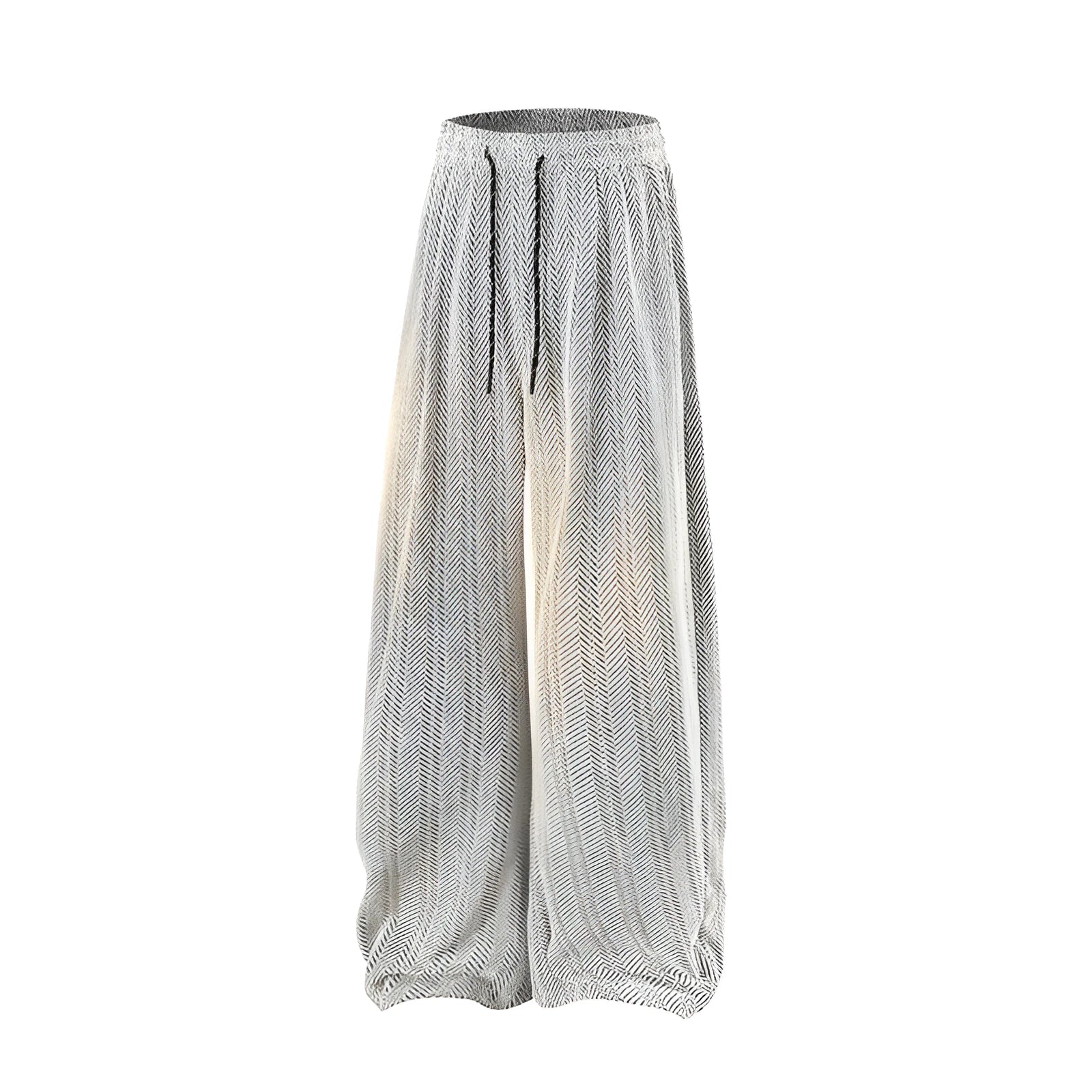 Man's straight-leg fleece-lined trousers in black with an elastic waistband, showing hollow-out fabric texture.
