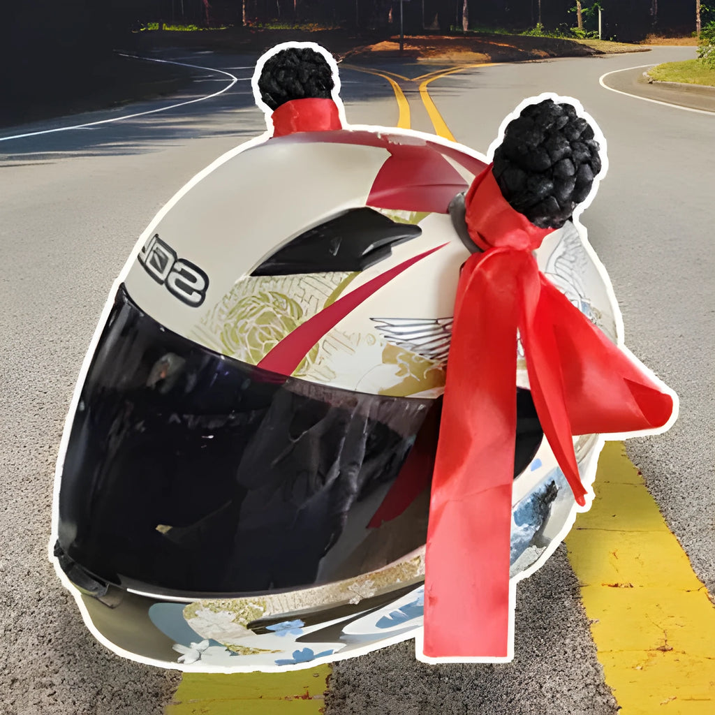 Pair of helmet decorative balls with adhesive for motorcycle and ski helmet customisation