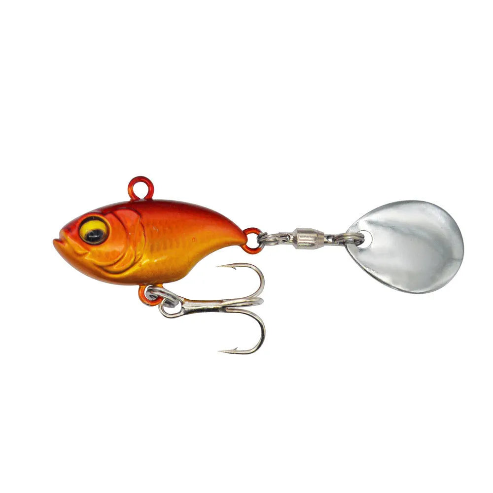 Metal sea fishing iron plate lure with rotating sequins in gold colour pattern