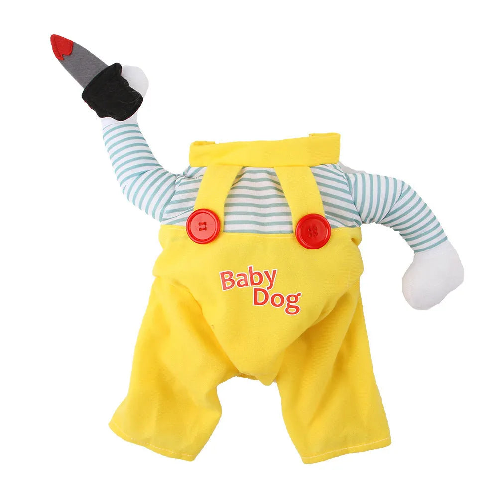 Yellow sword assassin costume for cats in polyester fabric with four size options