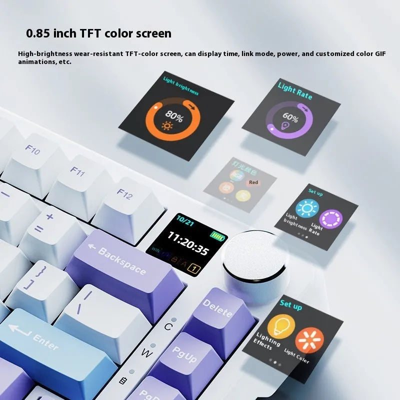 75% layout mechanical keyboard with black, grey and yellow colour scheme showing included accessories